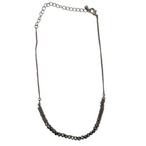 Unique Eclectic Sparkly Dark Silver Beaded Necklace